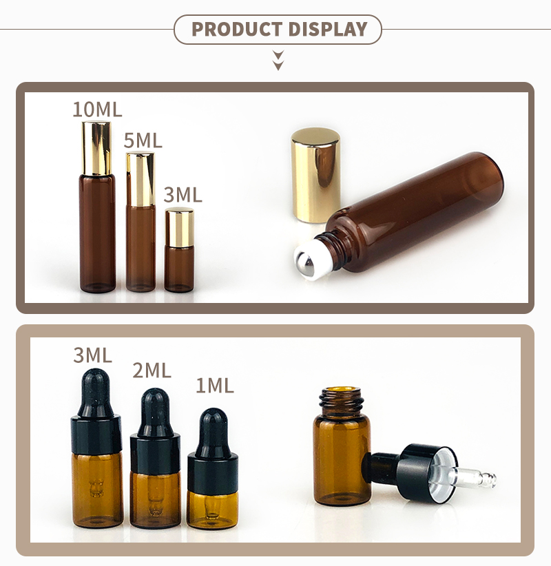 10ml Glass Roll On With Gemstone Essential Oil Roller Bottle With Bamboo Cap