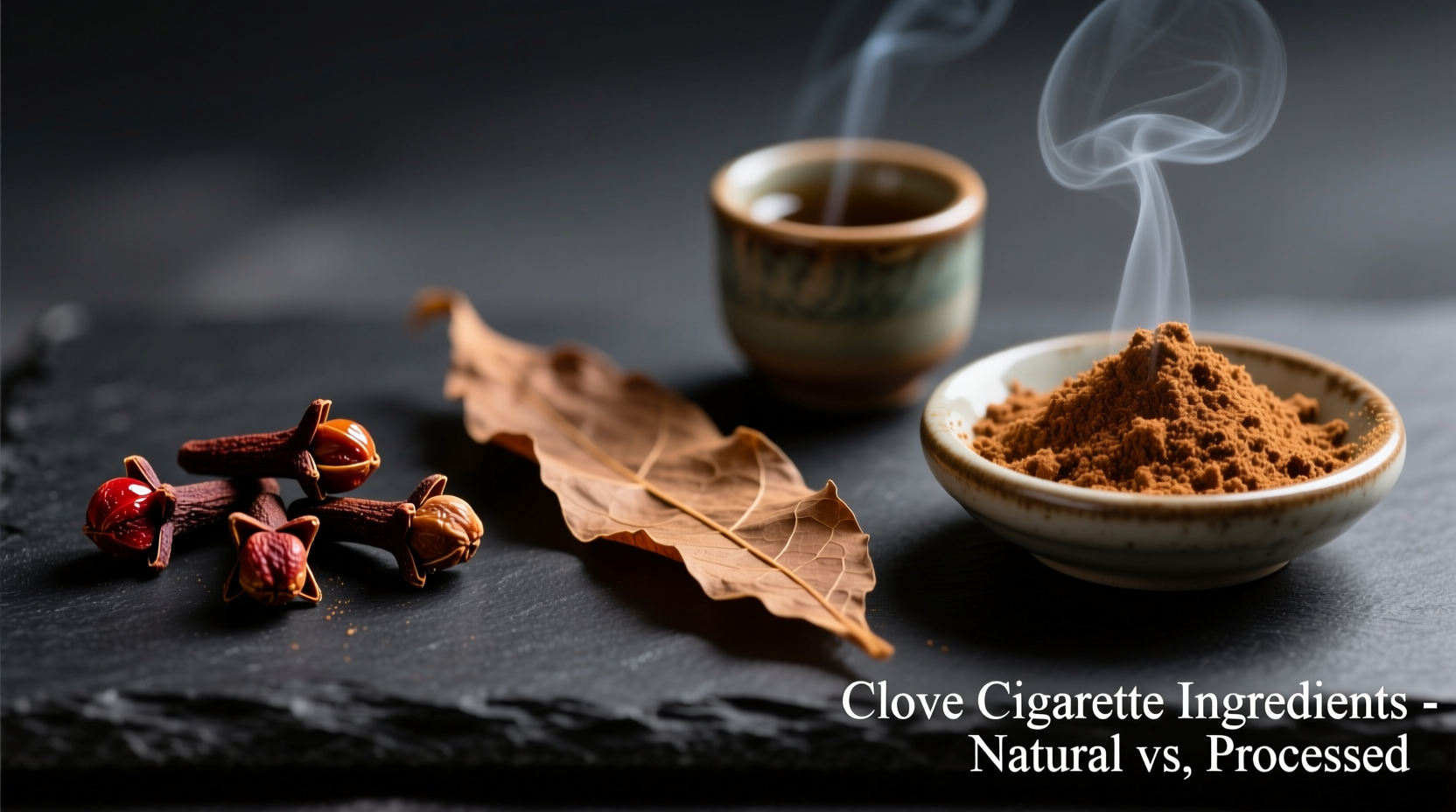 Close-up of clove cigarette ingredients comparison