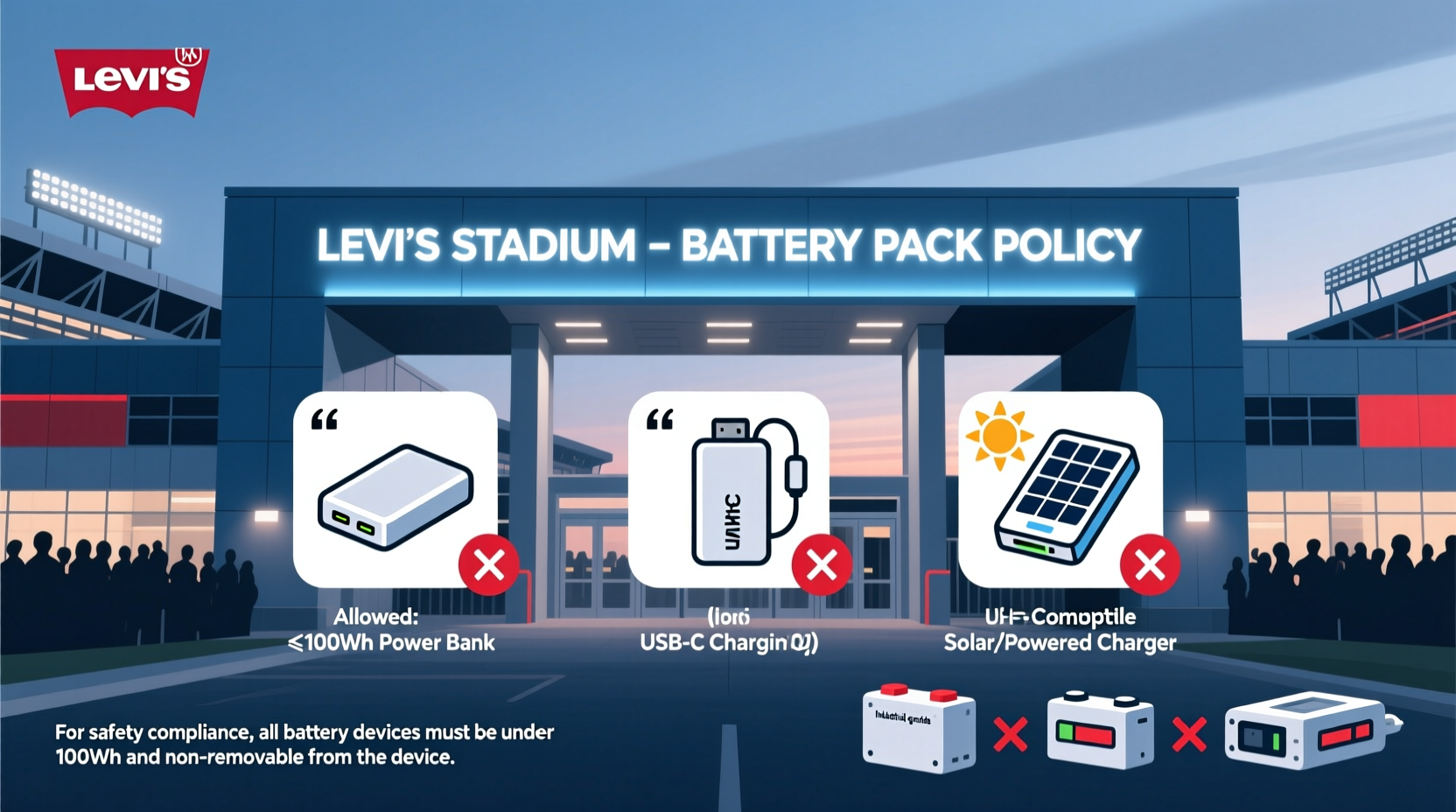 Levis Stadium Battery Pack Policy Whats Allowed