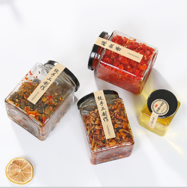 Kitchen Canister Clear Round Glass Snack Sugar Tea Storage Glass Jar With metal Lid