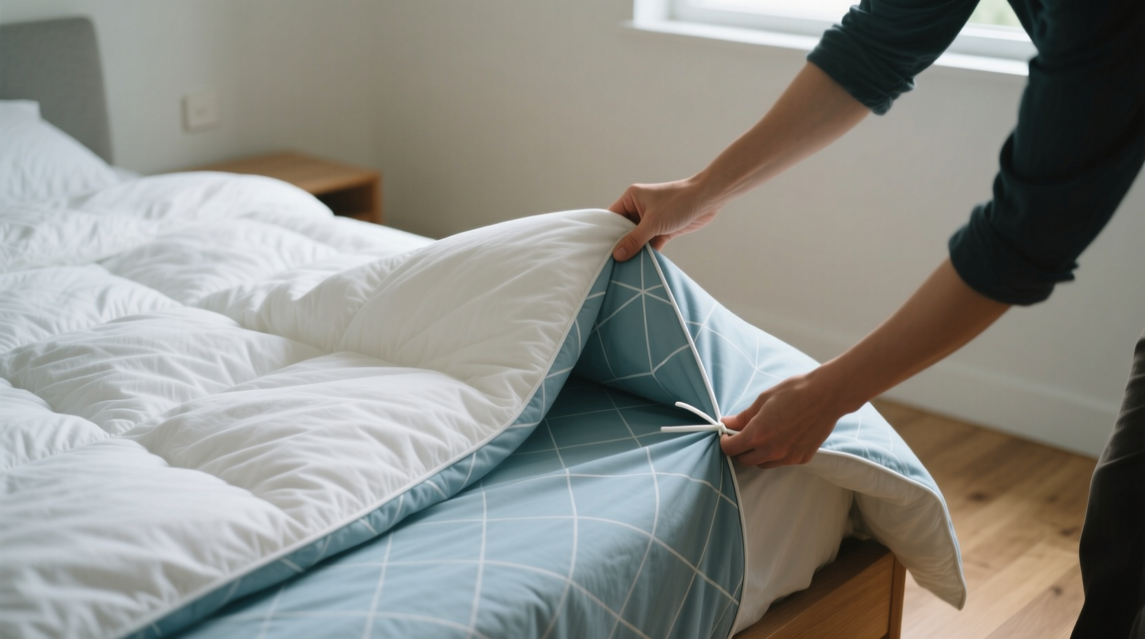 how to put on duvet cover