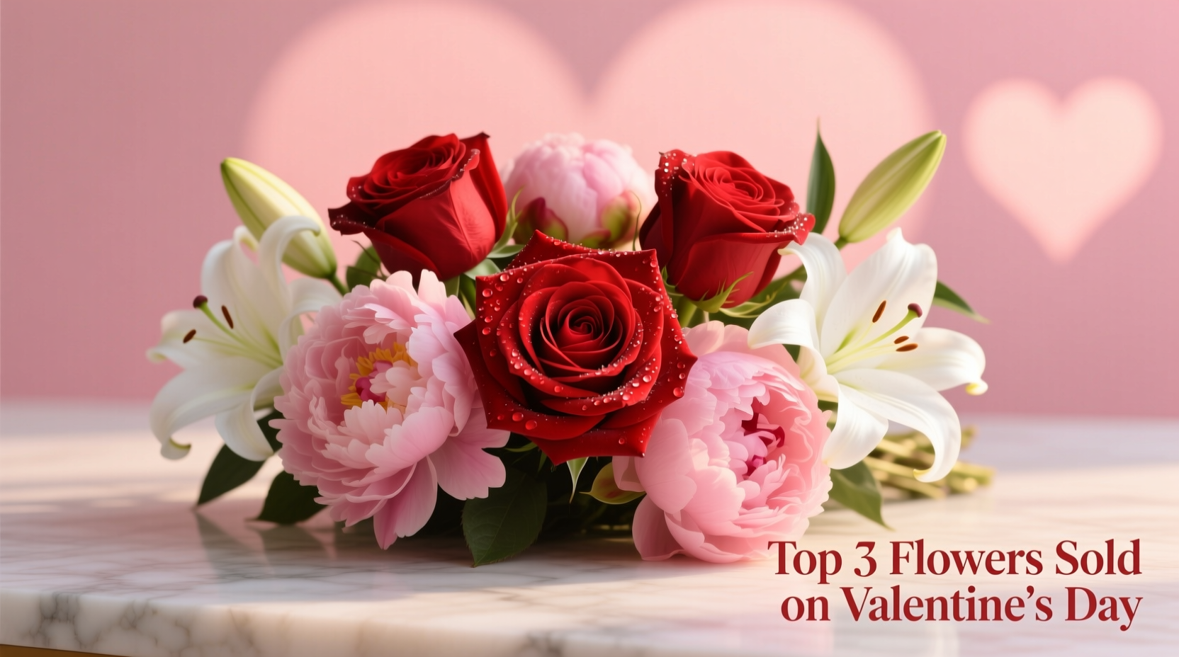 what are the top three flowers sold on valentines day