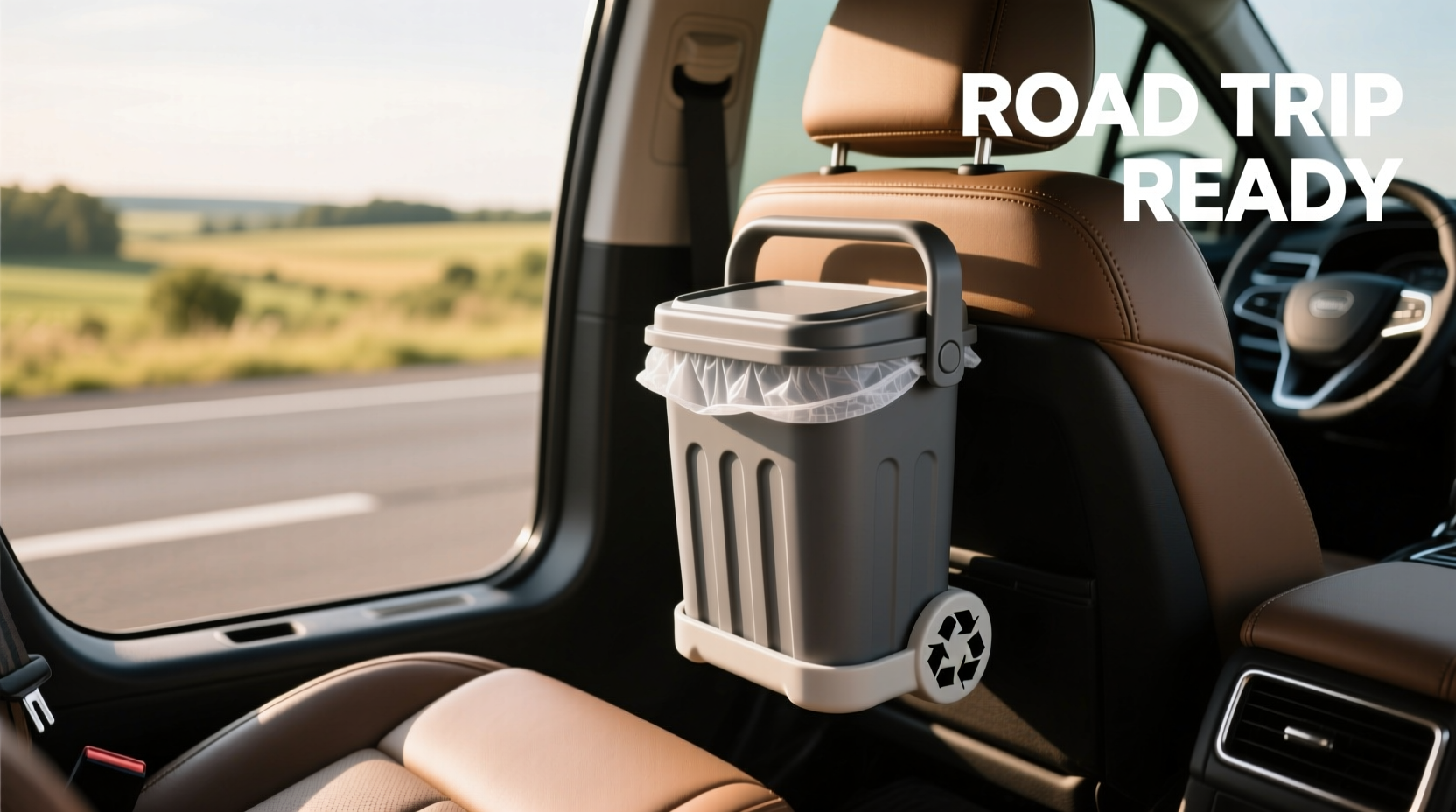 road trip car garbage can
