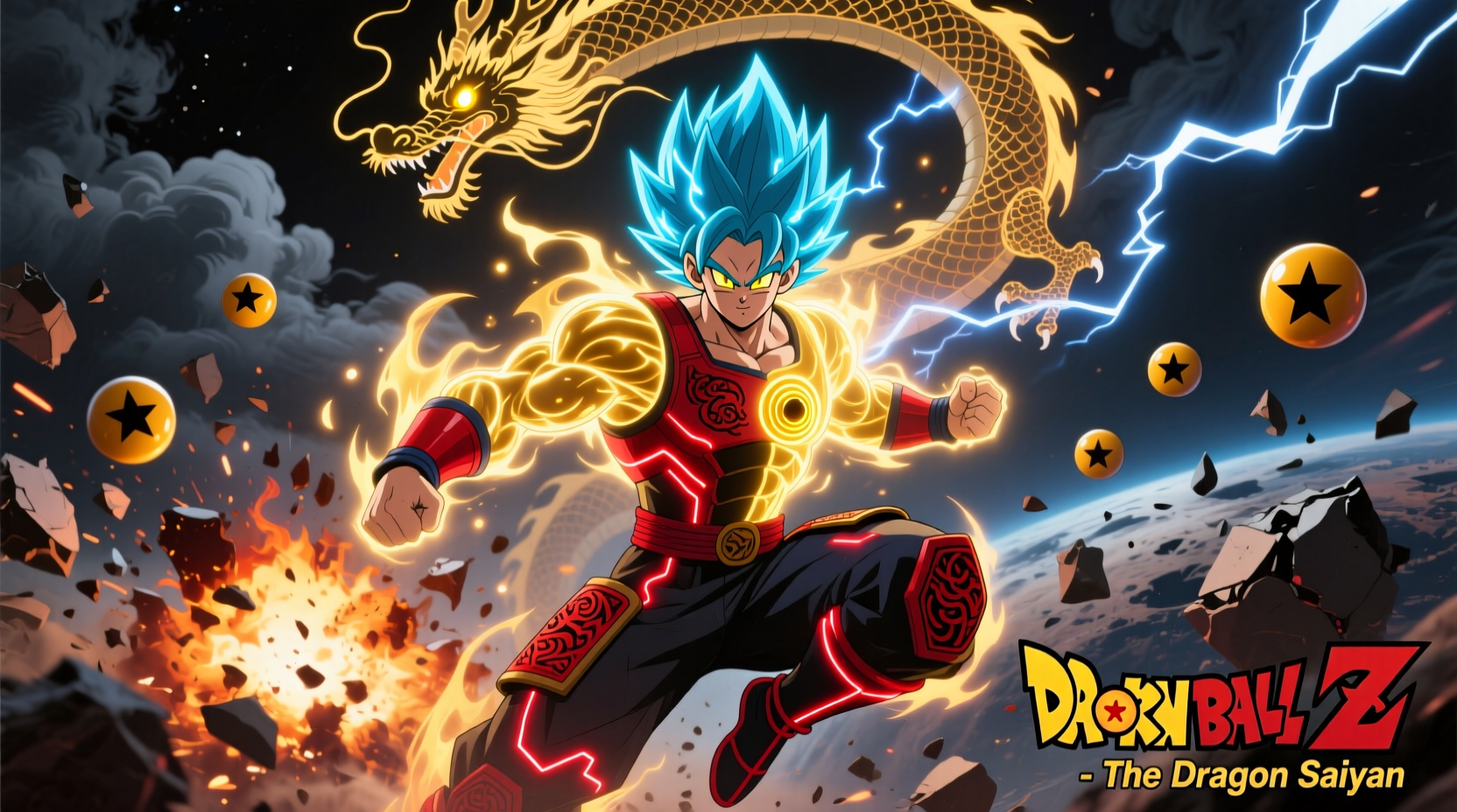 Dragon Ball and Saiyan elements combining into Goku