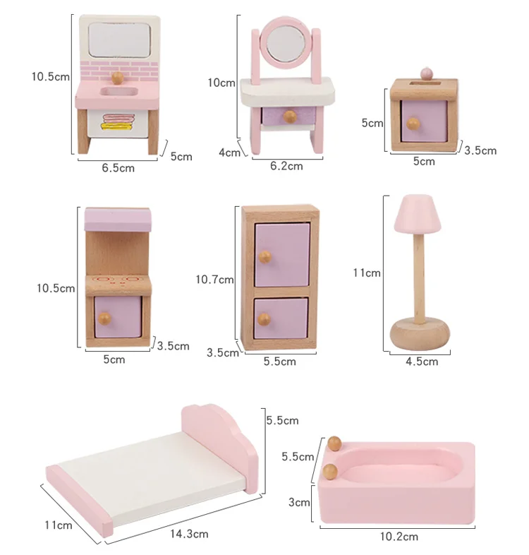 Hot Sale Pink Villa Play House Wooden Toy Pretend Play Doll House for Girl