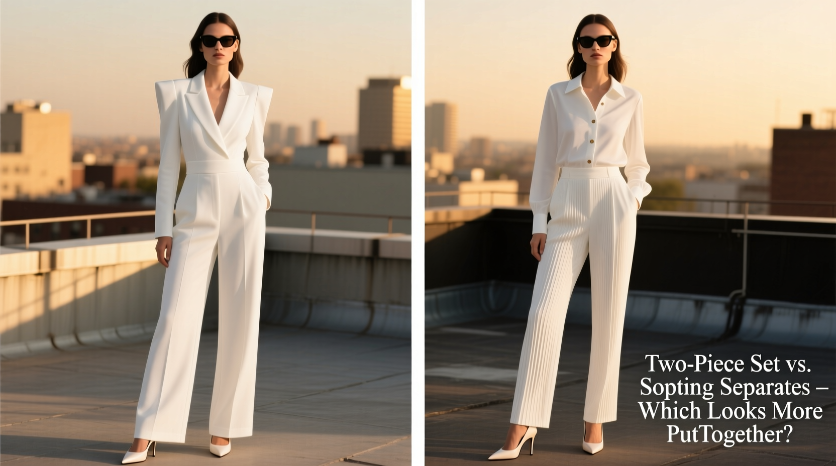 white two piece set vs matching separates which looks more put together