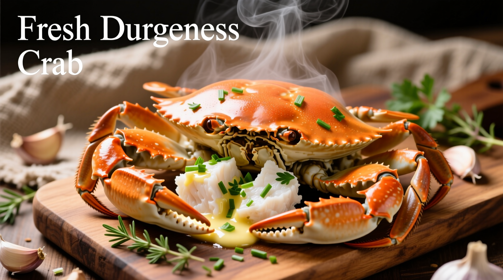 Fresh Dungeness crab with garlic and herbs
