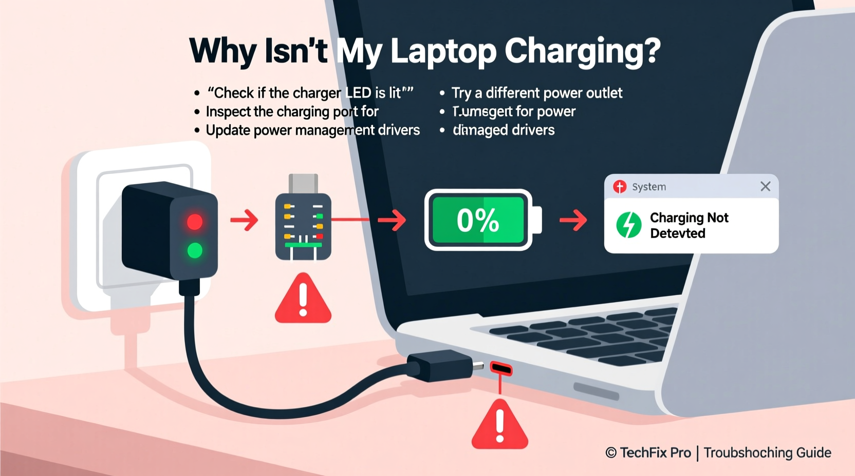 laptop plugged in but not charging troubleshoot charging issues
