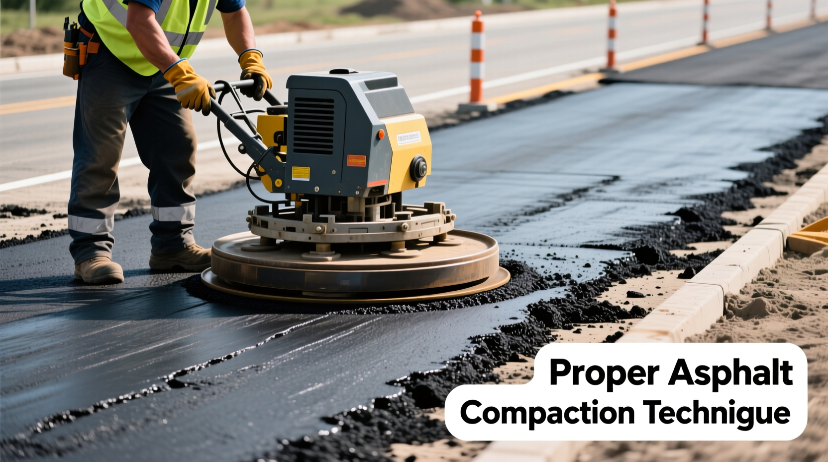 Proper asphalt compaction technique with plate compactor