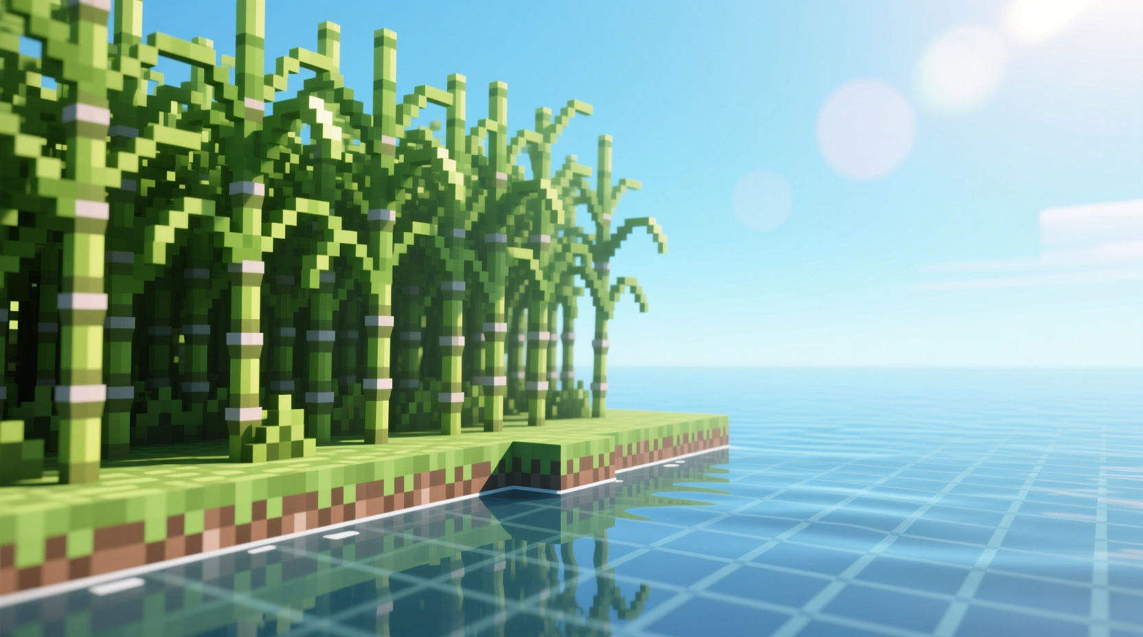 Sugar cane growing next to Minecraft water