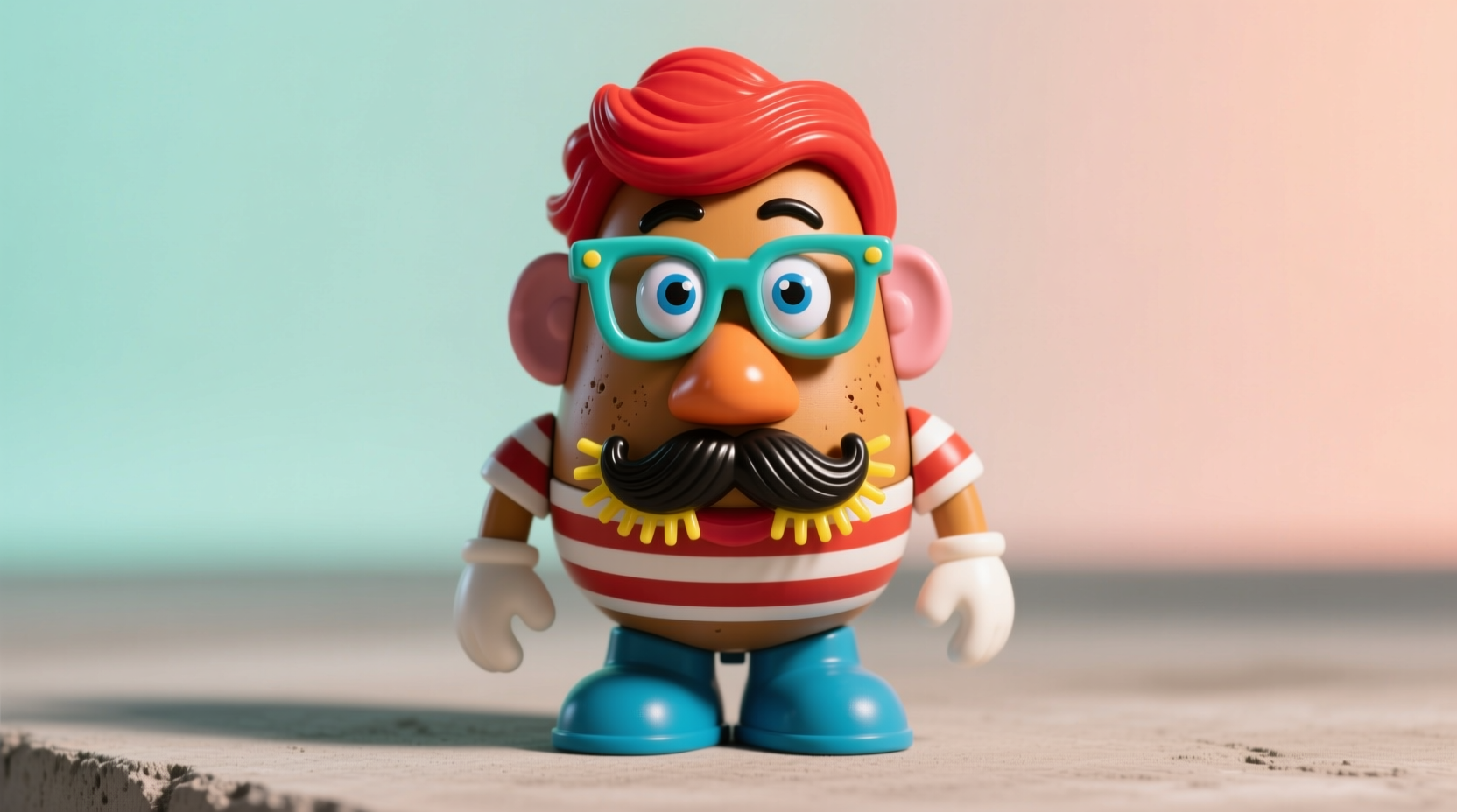 Large Mr Potato Head toy with colorful accessories