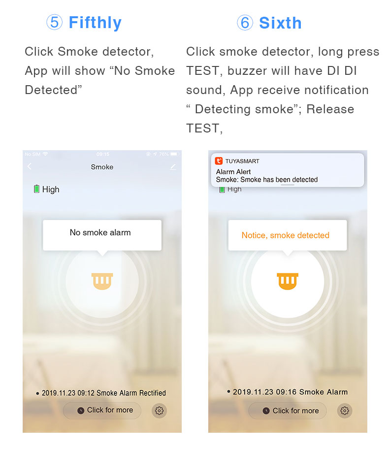Smart Home Tuya App Standalone Wifi Smoke Detector Alarm Controller