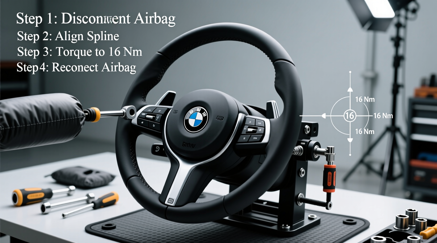 f30 steering wheel install guide