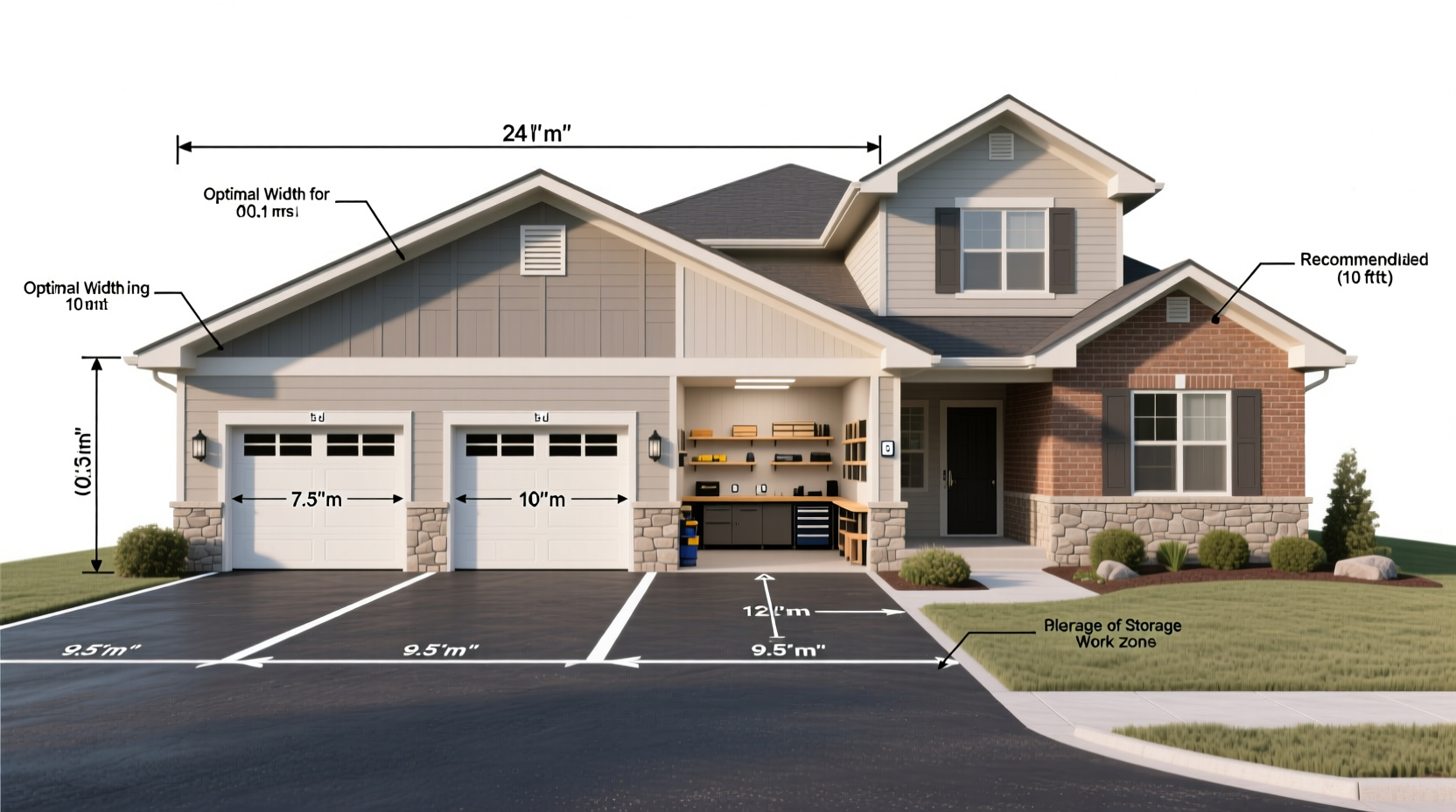 how big is 3 car garage