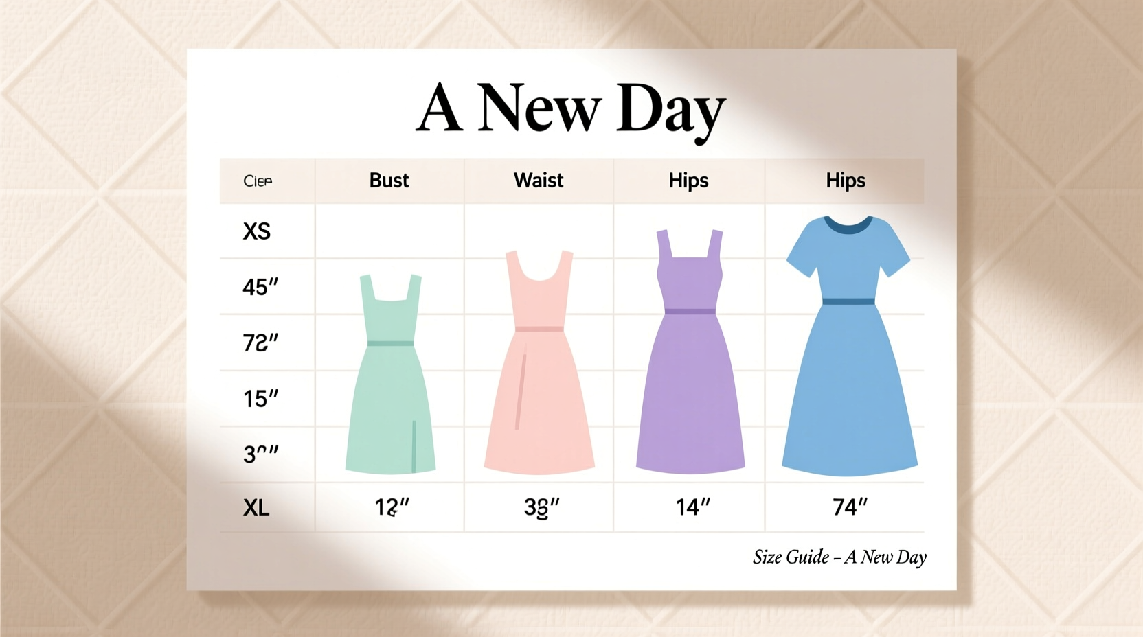 a new day womens clothing size chart