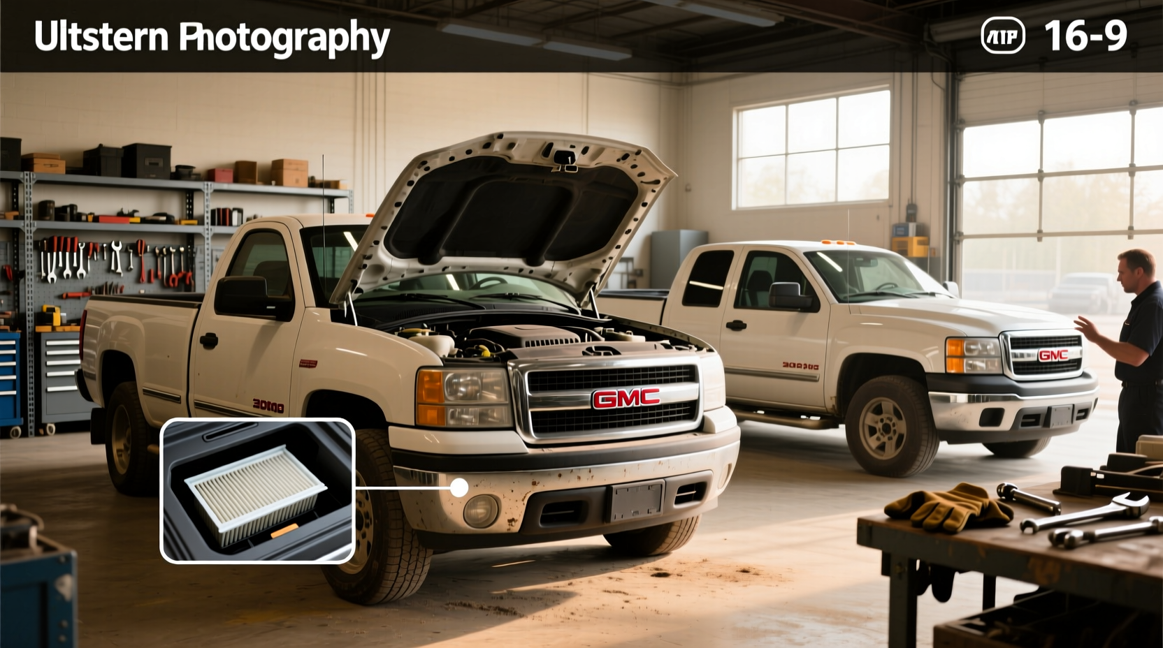 Location of cabin air filter retrofit point in 2006 GMC Sierra