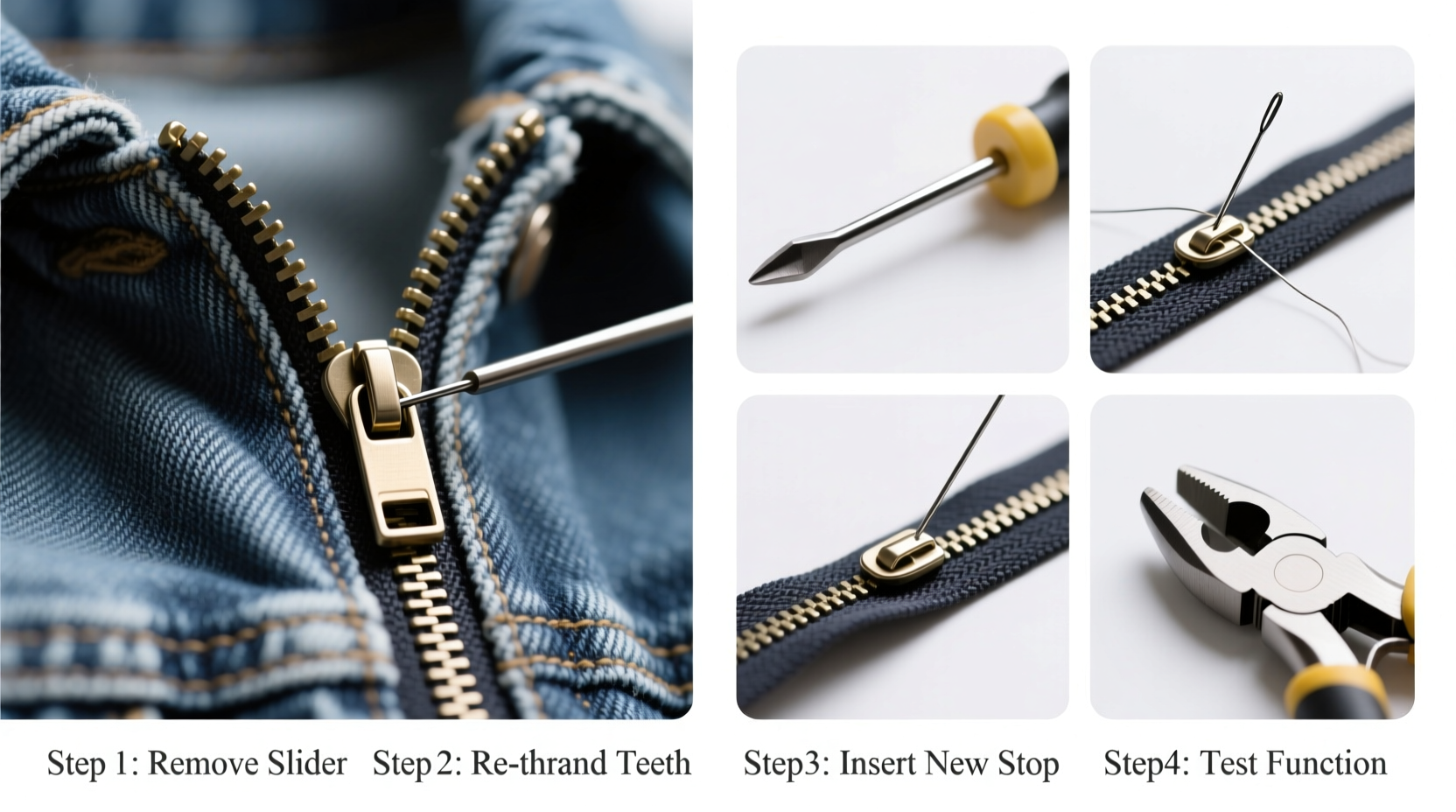 how fix broken zipper