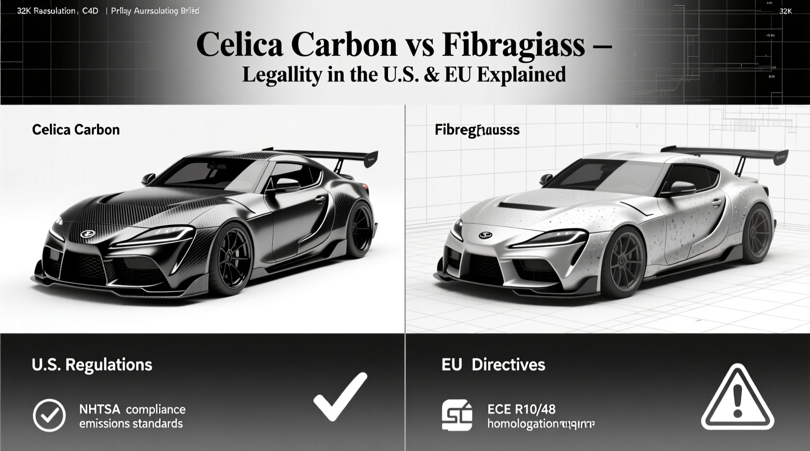 Celica Carbon vs Fiberglass Legality: U.S. & EU Regulations Explained