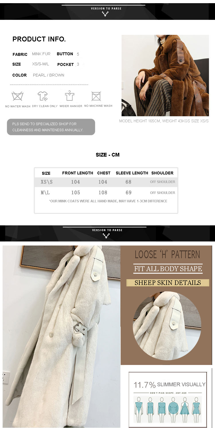 Fashion long mink fur coat women winter natural fur coat mink real mink fur coat