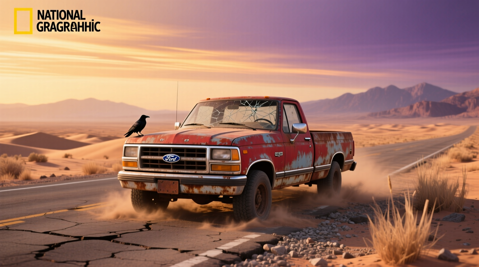 Close-up of a restored 1956 Ford F-100 dashboard with vintage gauges