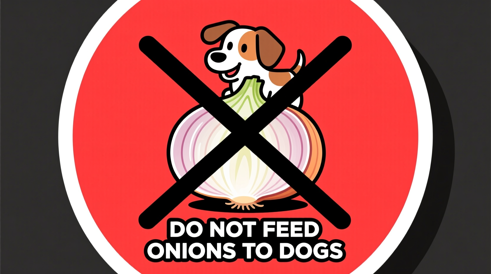 Warning sign showing onions with a dog crossed out