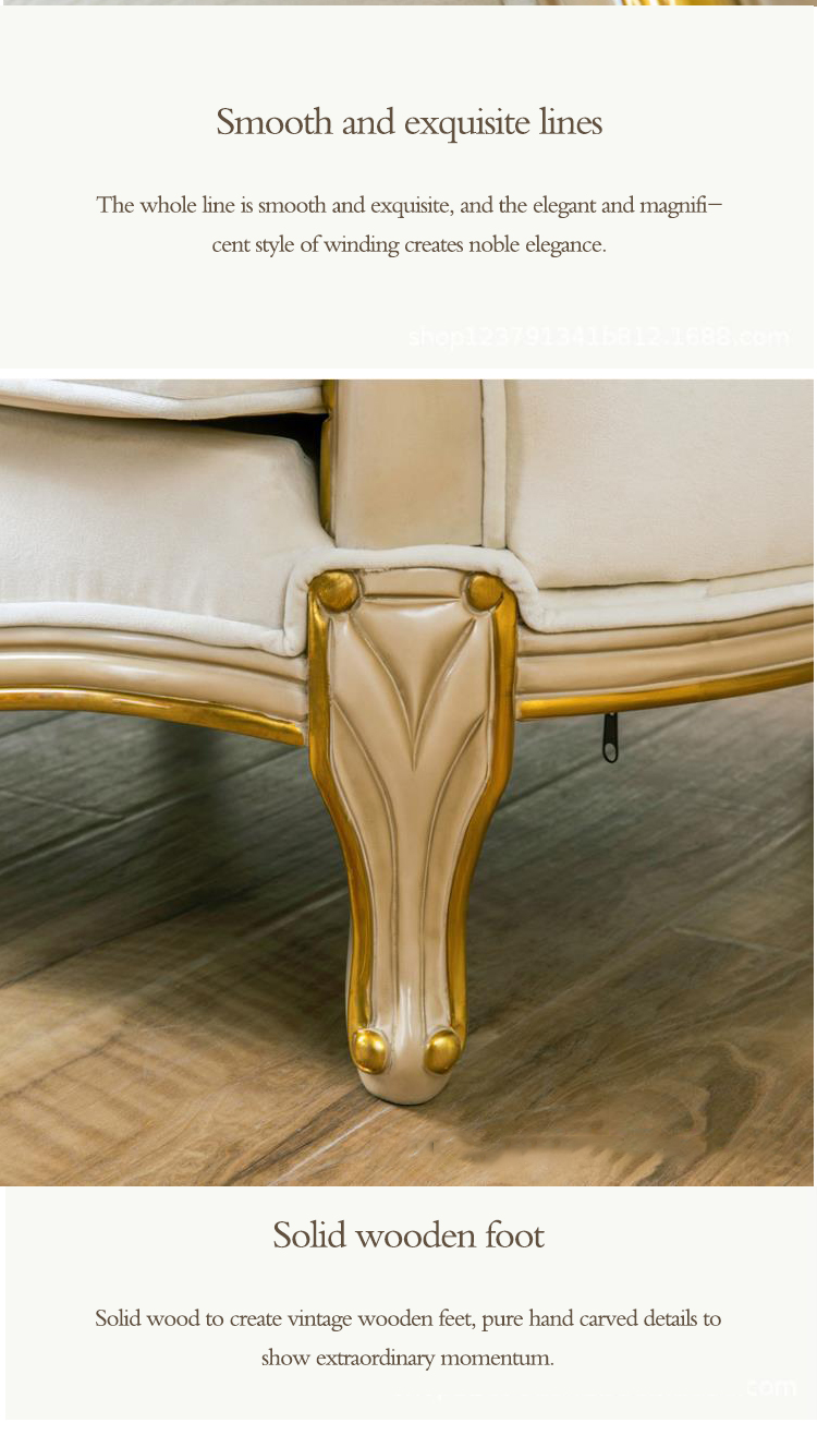 European style living room solid wood carved fabric French sofa arc 123 combination simple sofa design home furniture