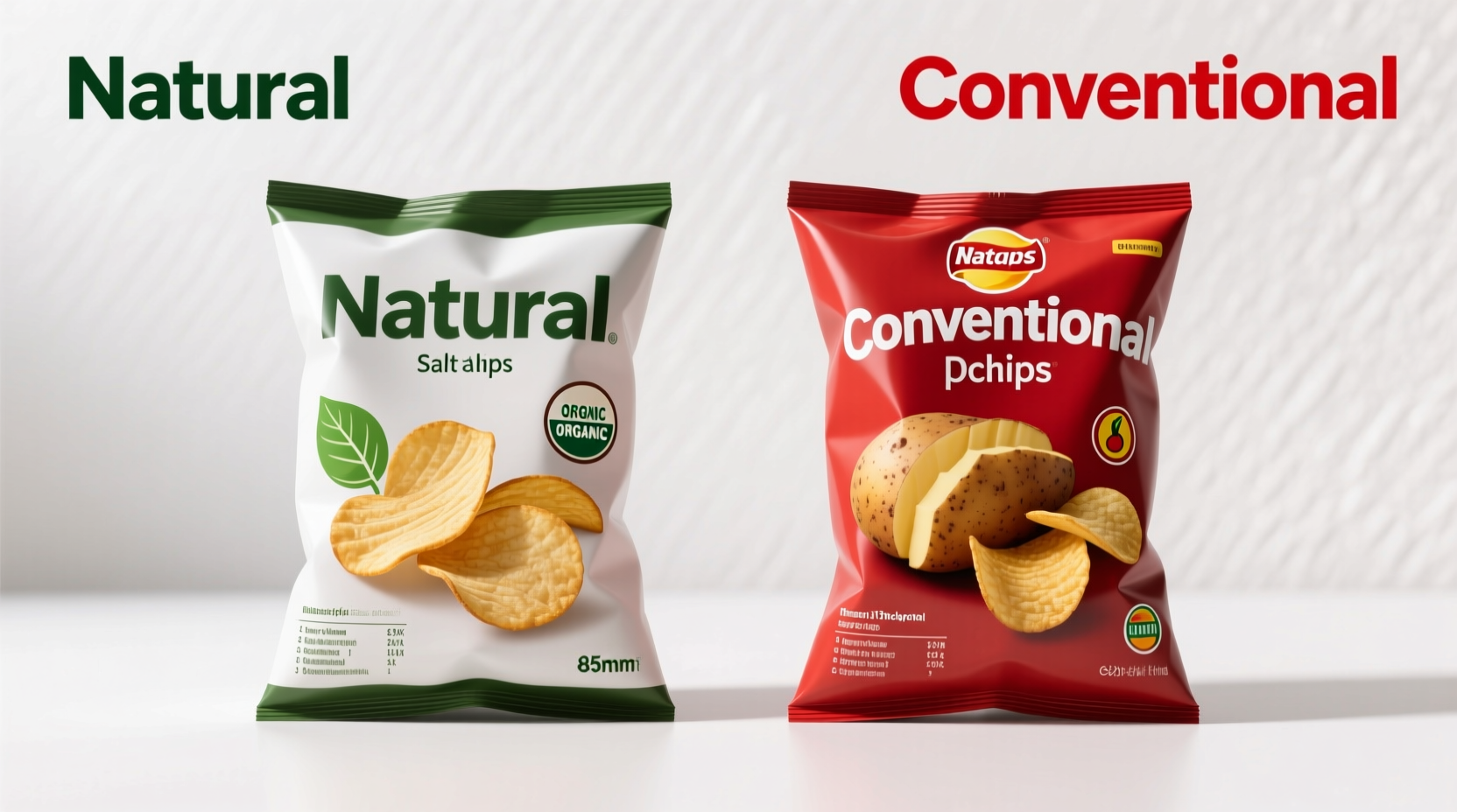 Potato chips comparison natural versus conventional