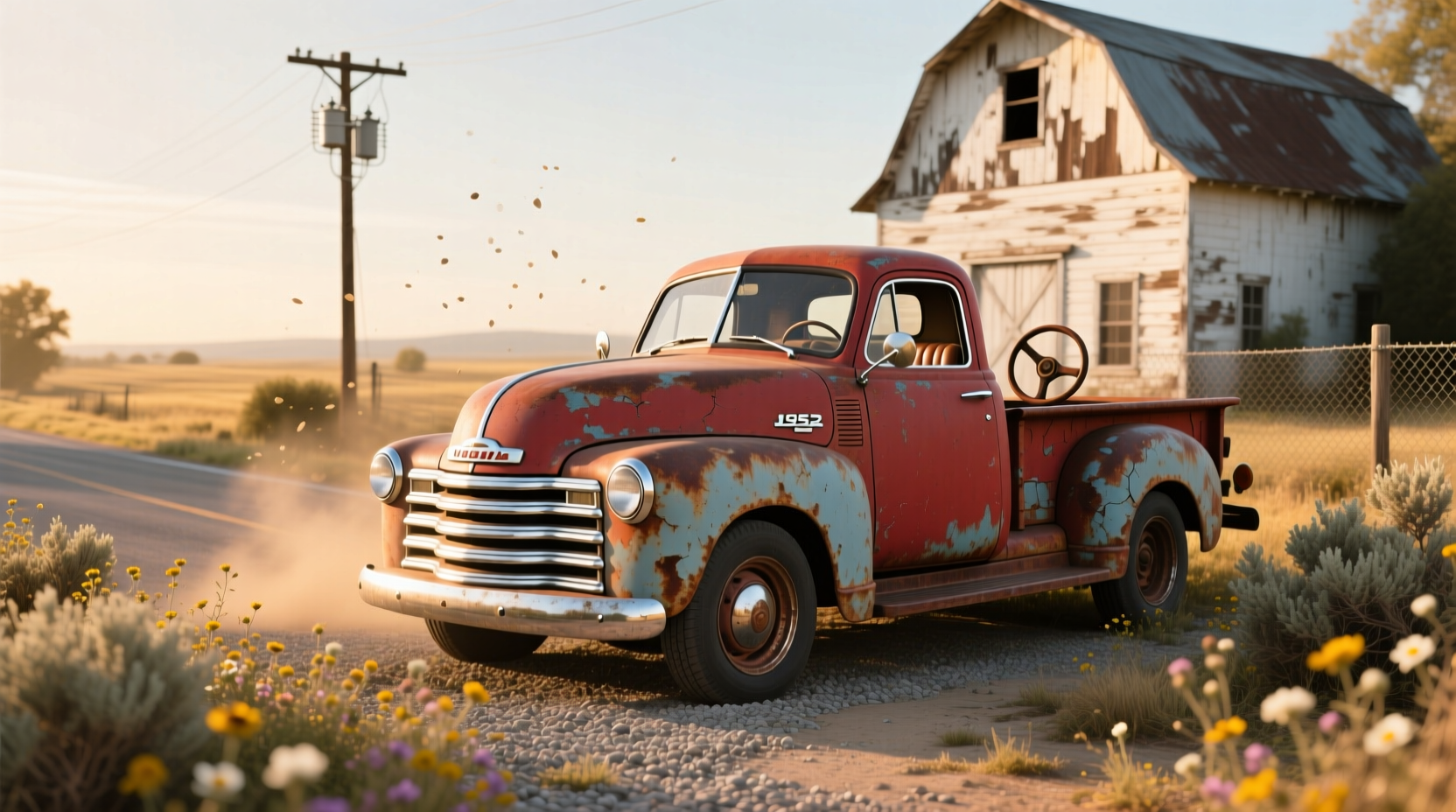 1952 Chevrolet 3100 pickup truck in classic red and white