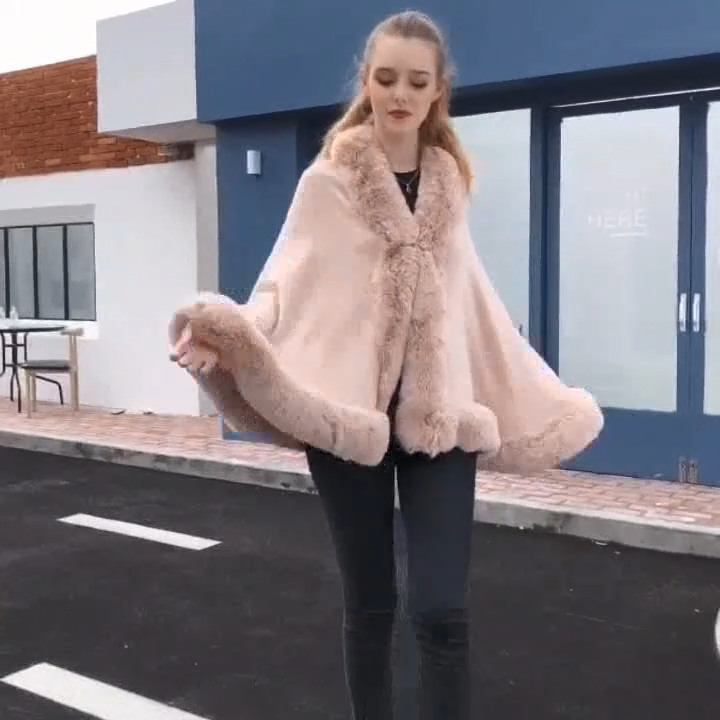 Janefur Nouvelle arrivée Poncho de mariage en laine mélangée pour