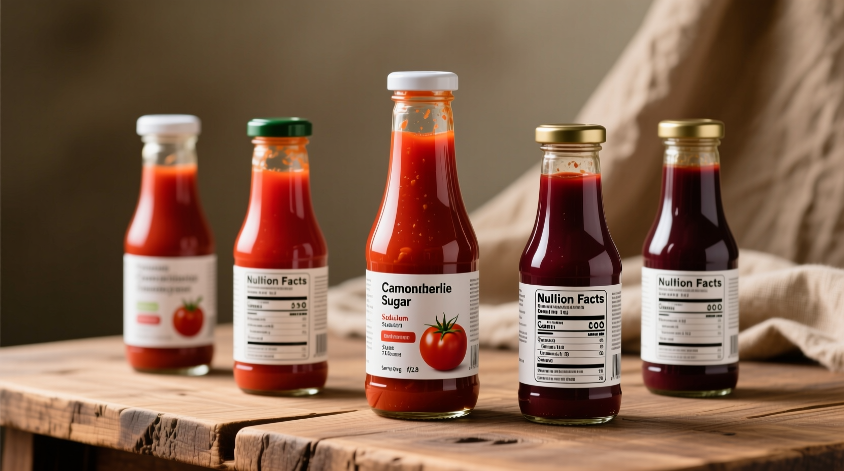 Tomato sauce varieties with nutritional labels