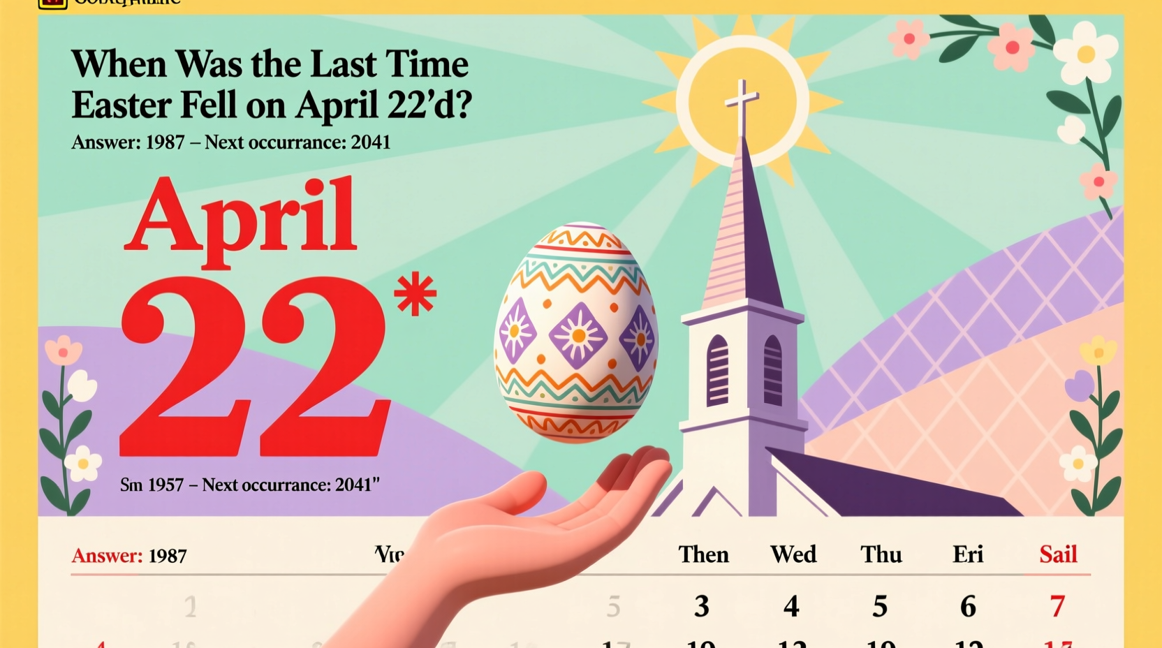 when was the last time easter fell on april 22nd