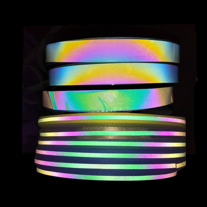 高 vis rainbow 颜色反映聚酯 pu 反光乙烯基薄膜纸卷用于热转印服装