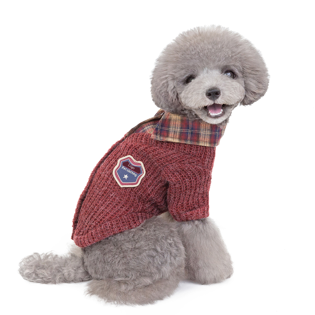 British Campus Style Pet Coat Fashionable Autumn Winter Dog Apparel Pet Accessories Lapel Plaid Dog Sweater