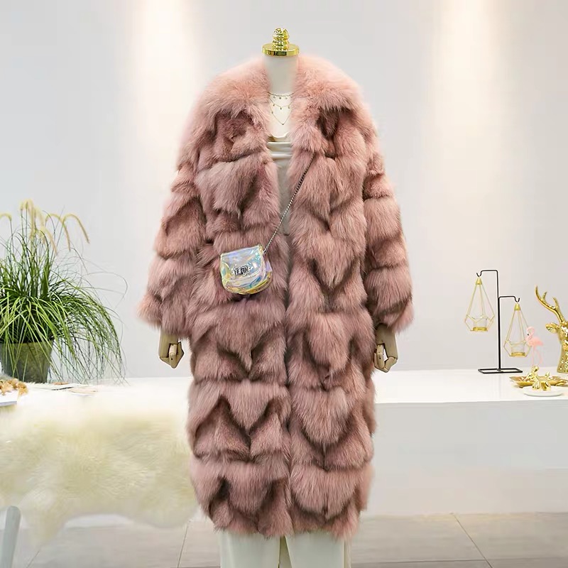 CX-G-A-26 Long Style Fox Fur Clothes Jackets Woman Garment Real Fur Coat for Winter