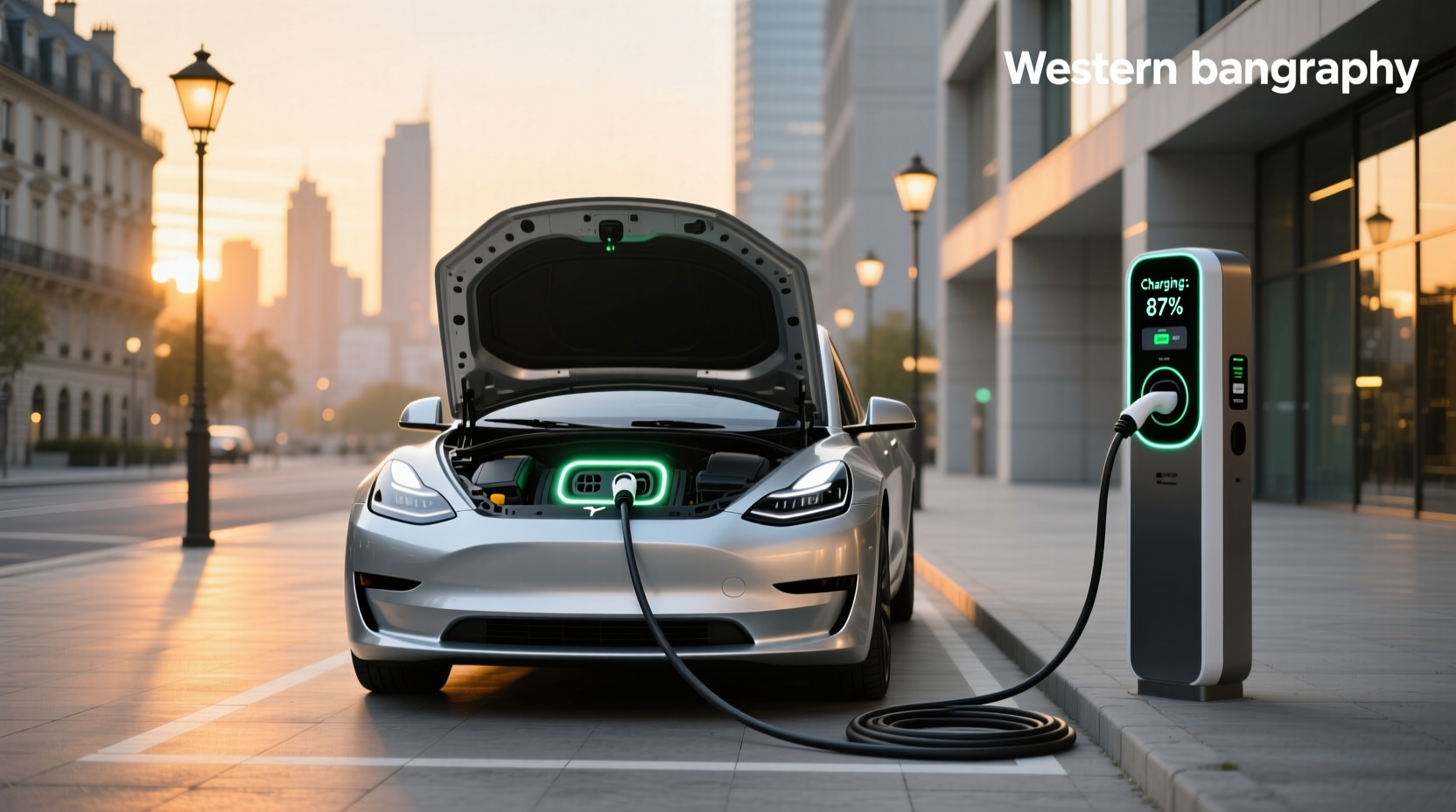 Close-up of electric car charging socket showing connector insertion point