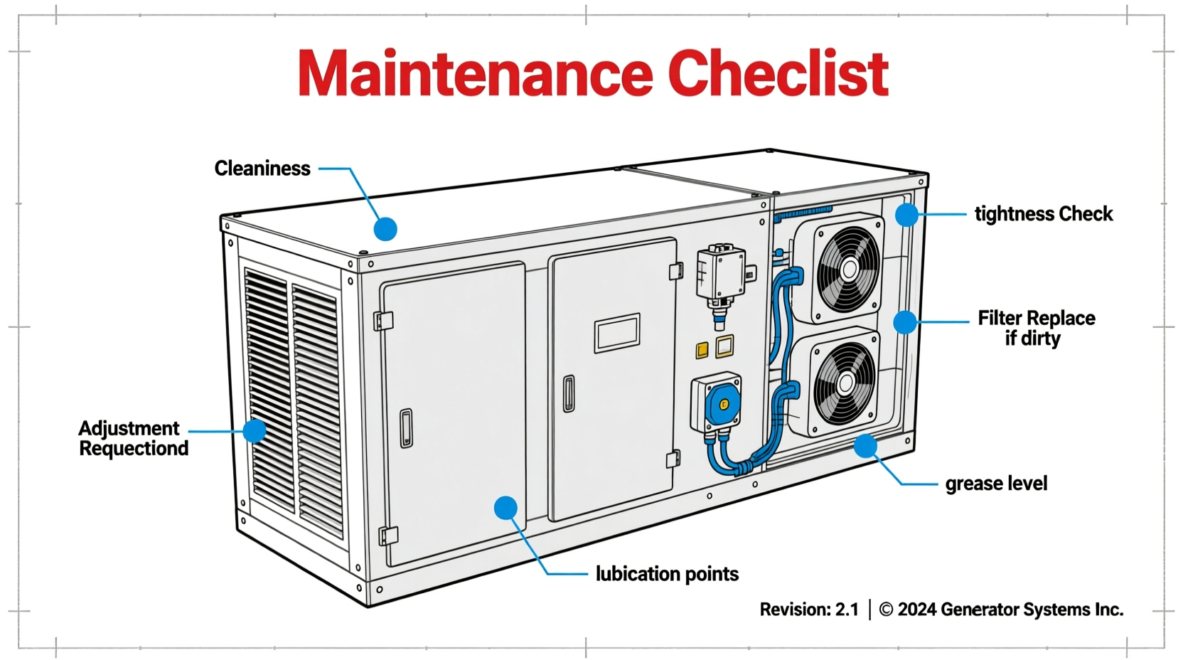 Generator enclosure maintenance checklist
