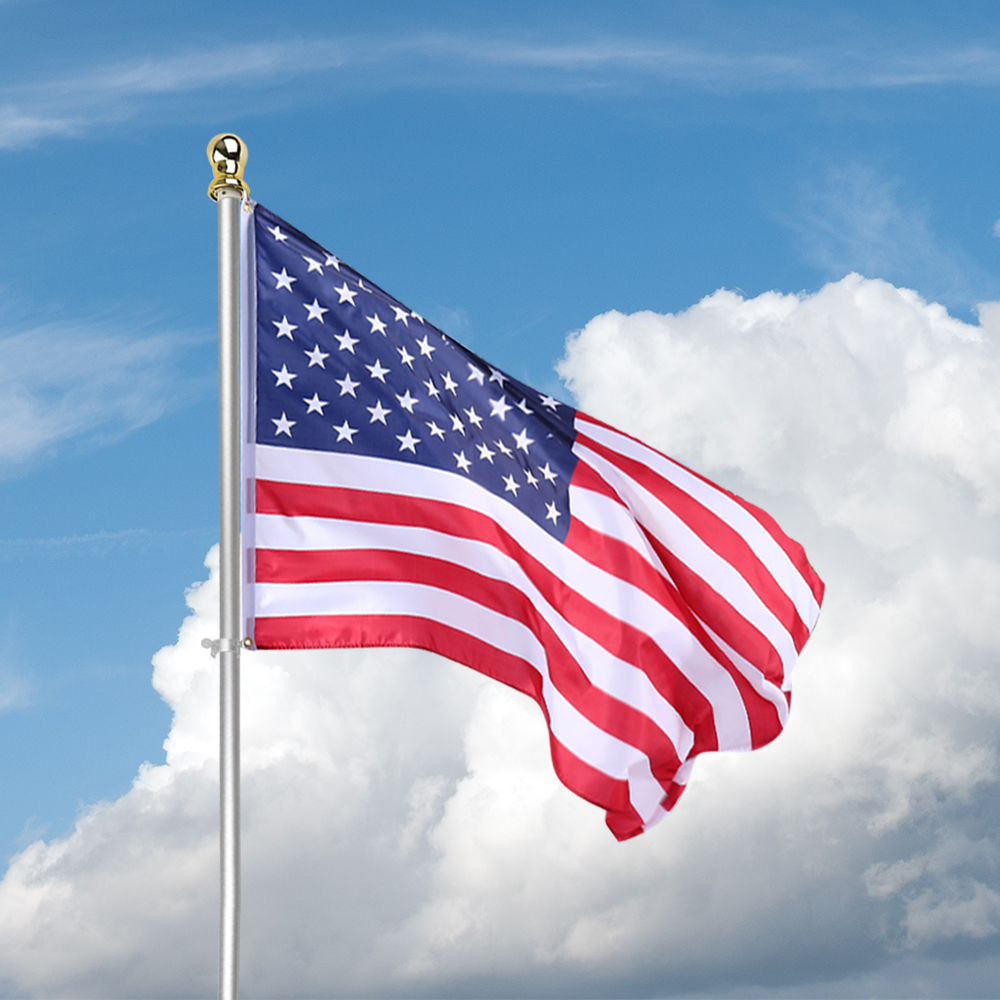 库存| 6 英尺没有纠结纺纱杆旗杆银色/白色 - buy flag pole,no