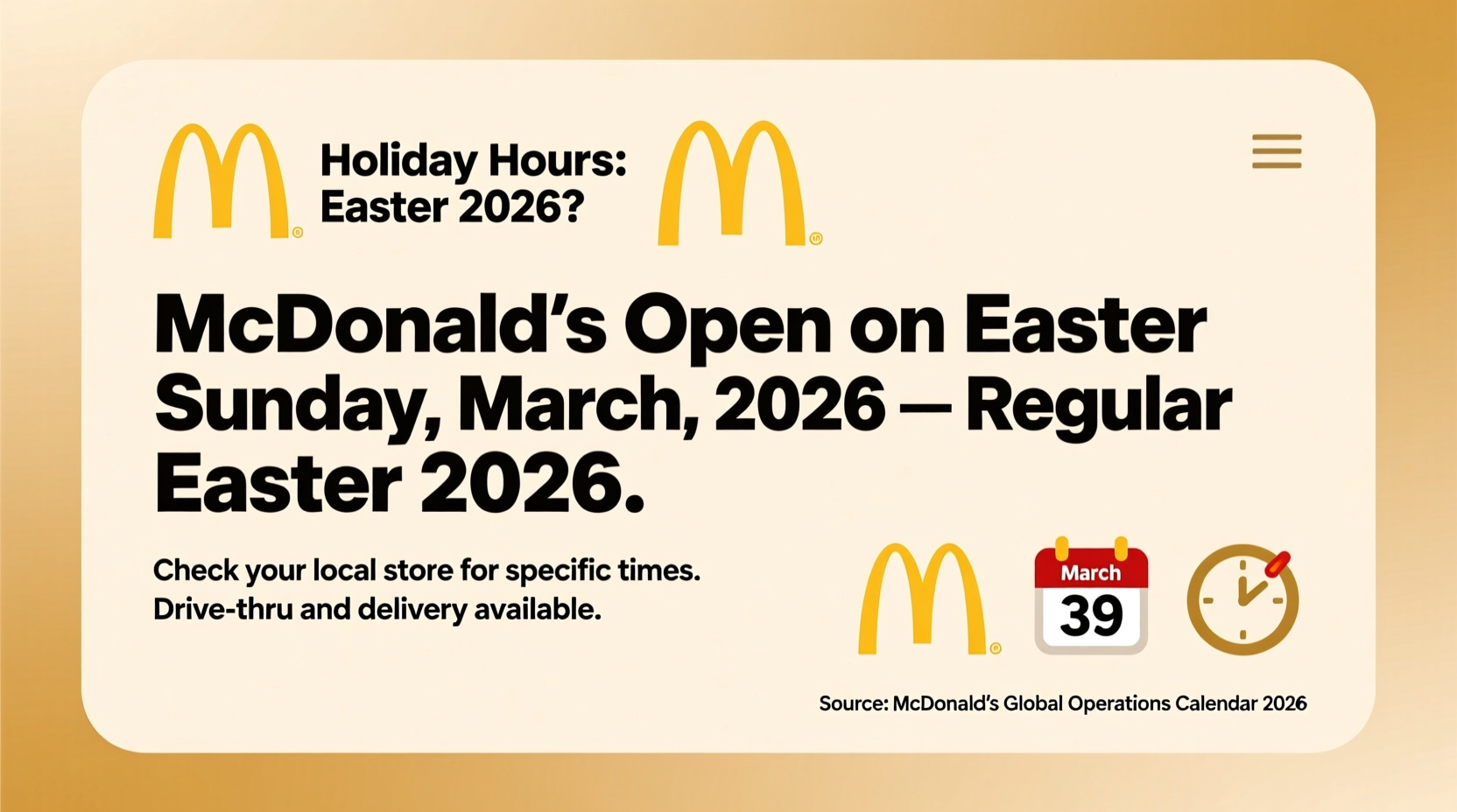 is mcdonalds open on easter 2026