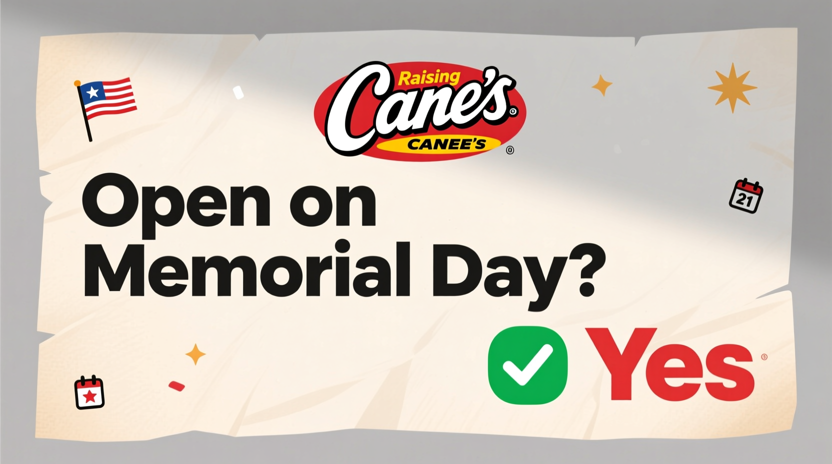 is raising canes open on memorial day