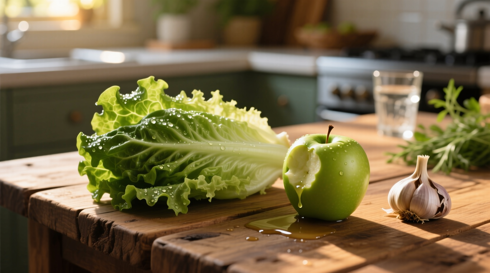 cure your garlic breath with raw lettuce and apples