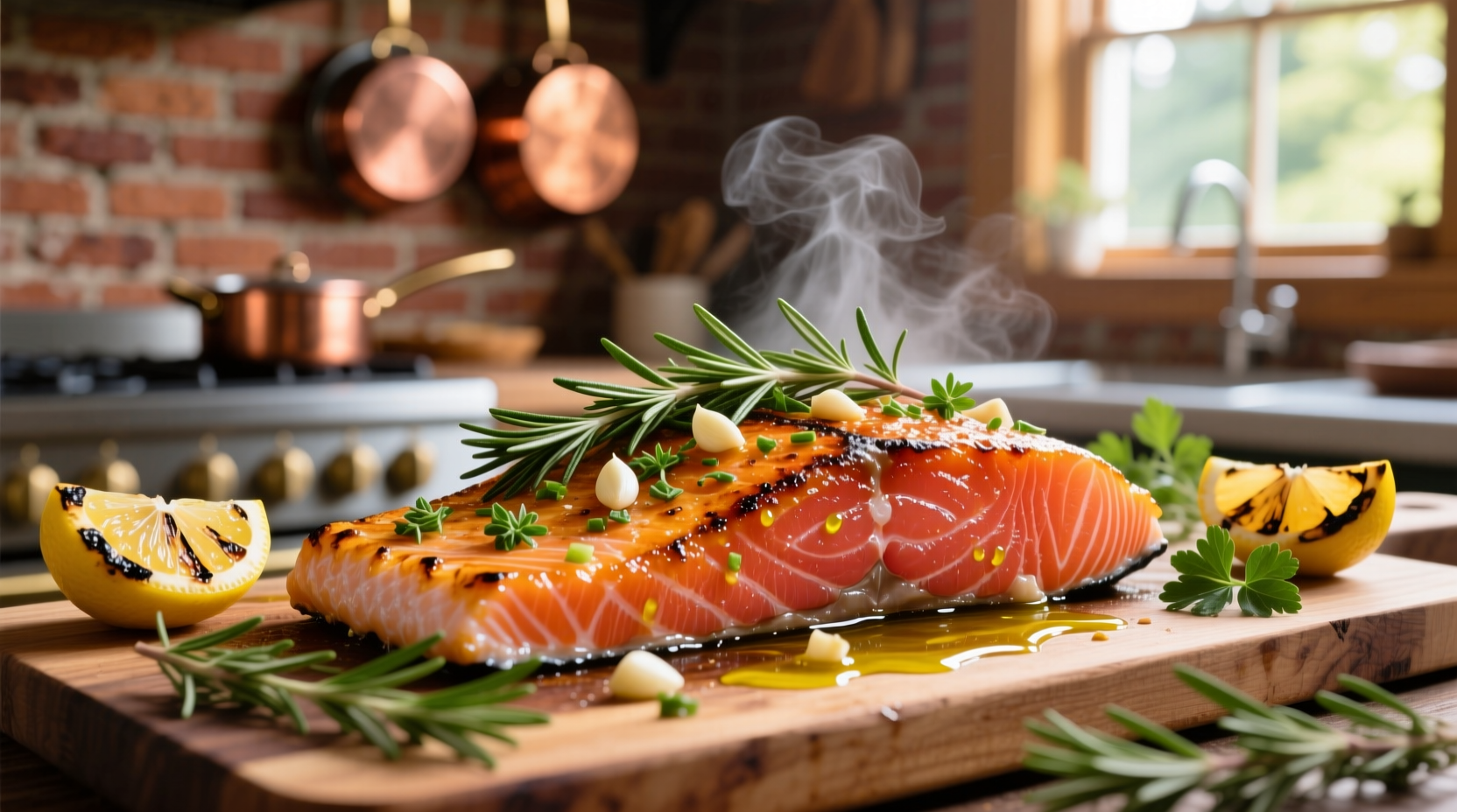alaska sockeye salmon with herbs and garlic