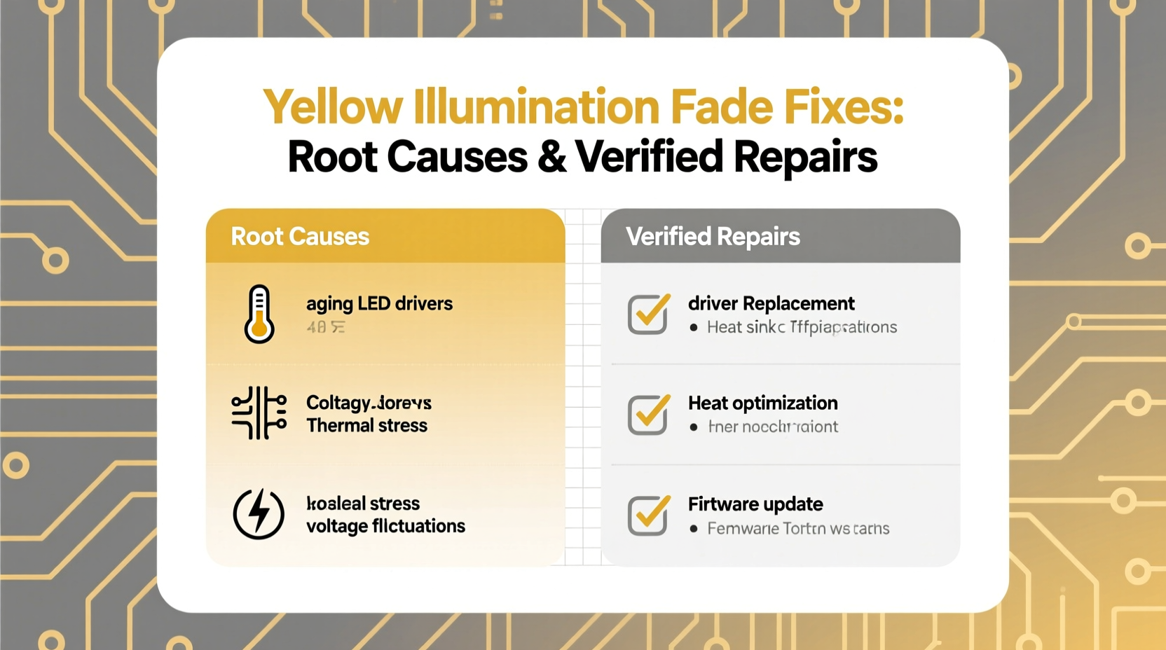 yellow illumination fade fixes
