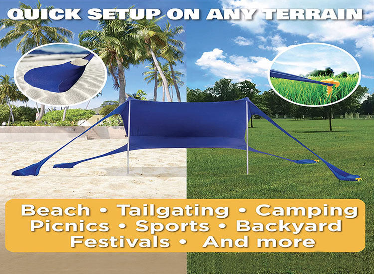 2020 New Invention PA Coated Outdoor Shade Beach Tent Sun Shelter With Sand Shovel, Portable Premium Sunshade Pop Up Beach Tent/