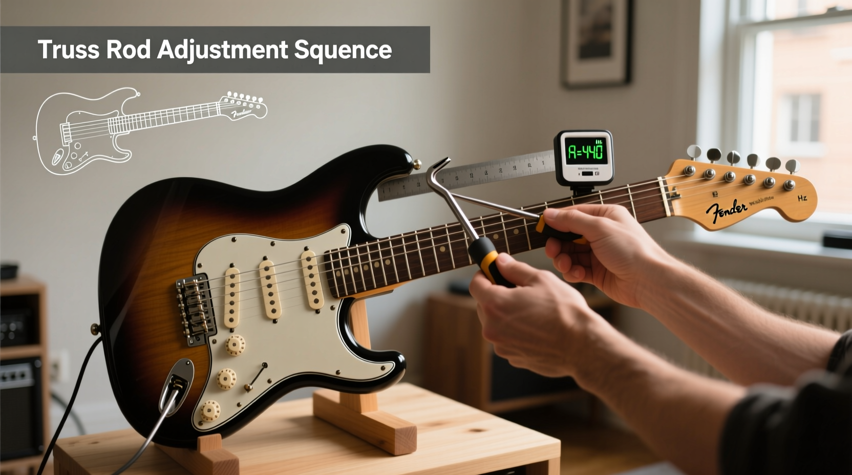 How to Lower String Action on a Fender Sol-Fender Equipped Guitar Without Causing Fret Buzz — Step-by-Step Intonation & Truss Rod Guide for Apartment Players 2026