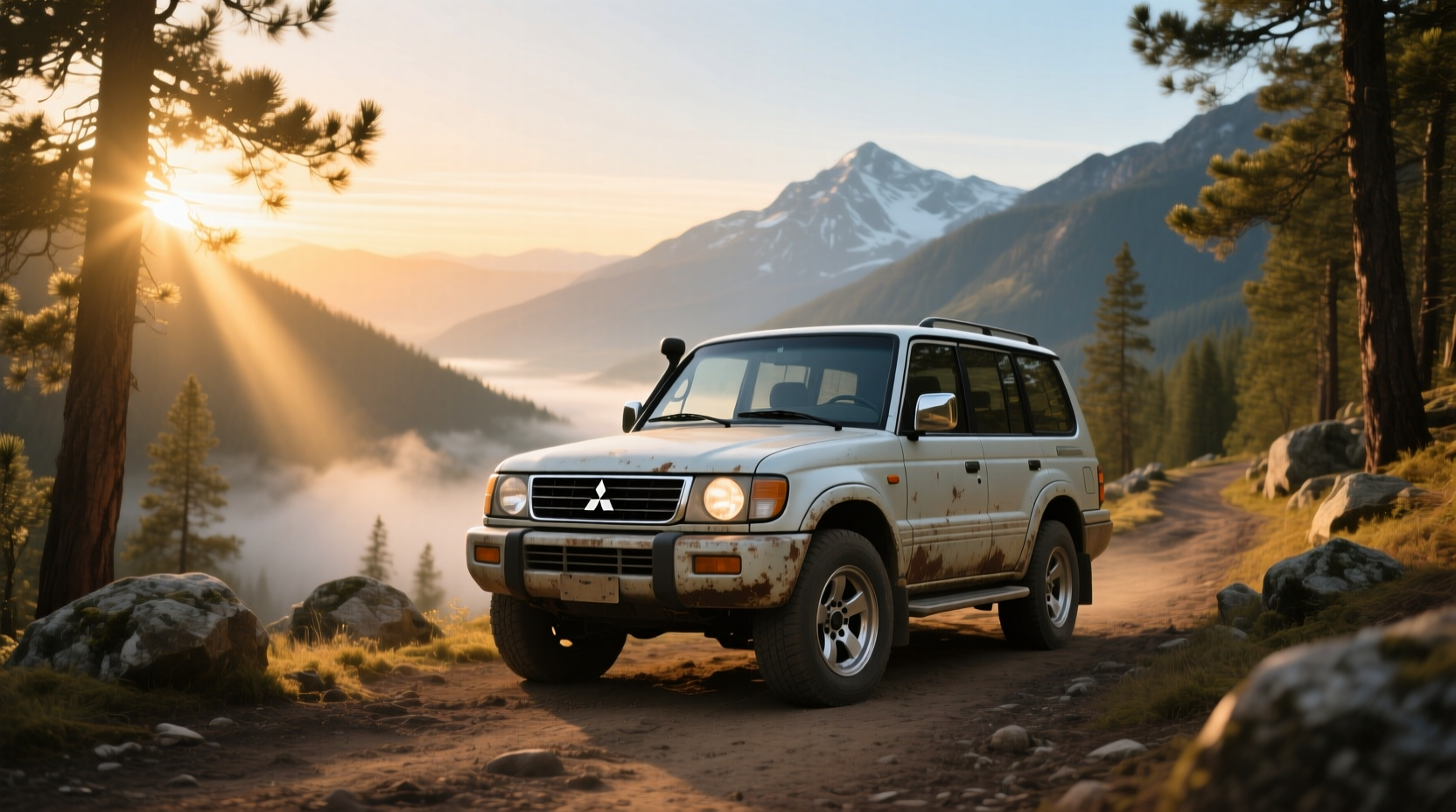Mitsubishi Pajero 1998 model on dirt road