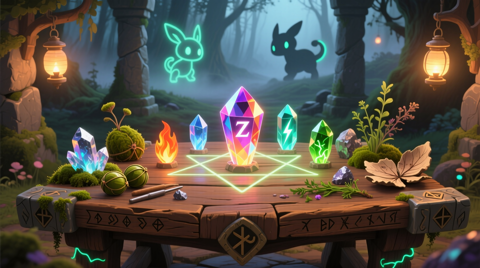 Cobblemon crafting table with Z-Crystal ingredients arranged