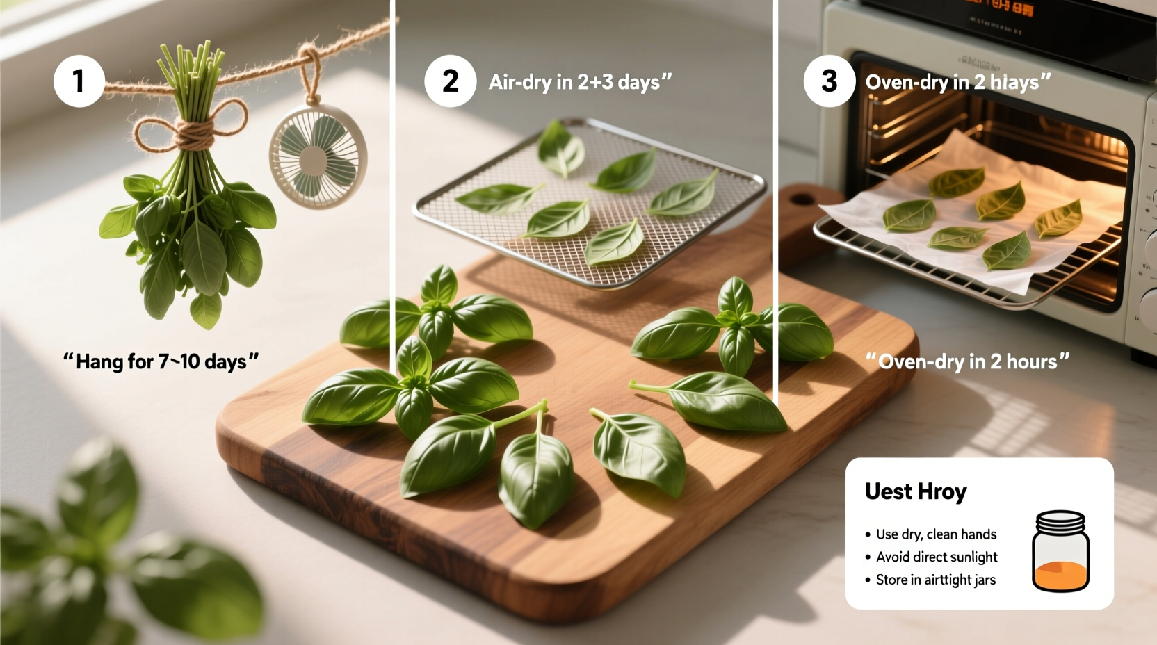 how do you dry basil leaves