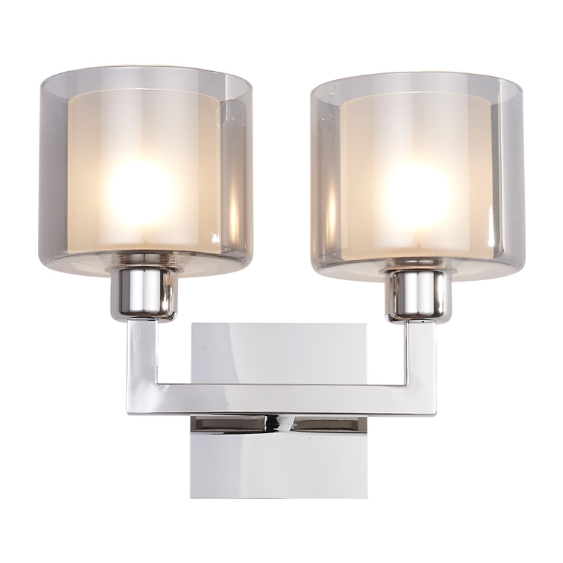 Indoor Wall Sconce 1 Light Wall Mount Light with Clear Glass Contemporary Chrome Bathroom Vanity Wall Light