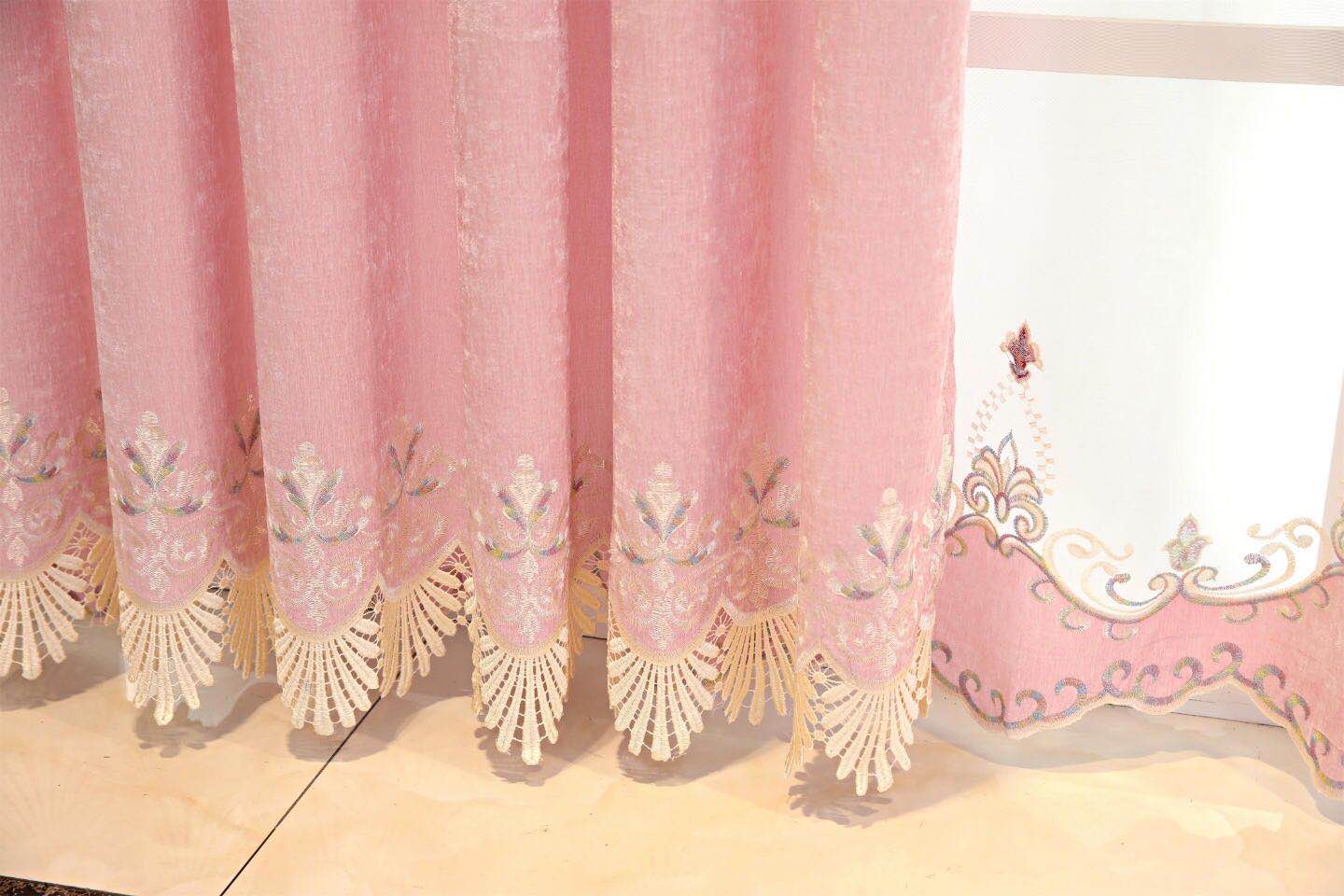 European luxury style curtain design and cheap price embroidery sheer fabric embroidered curtain