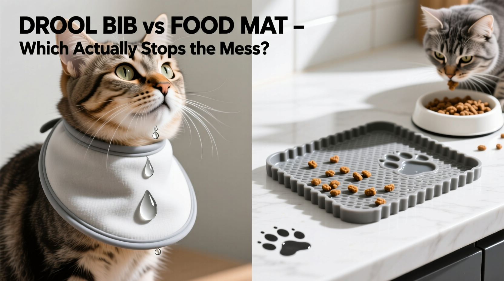 Cat Drool Bib Vs Cat Food Mat Which One Actually Stops The Mess - Excessive Drooling Cat Eating